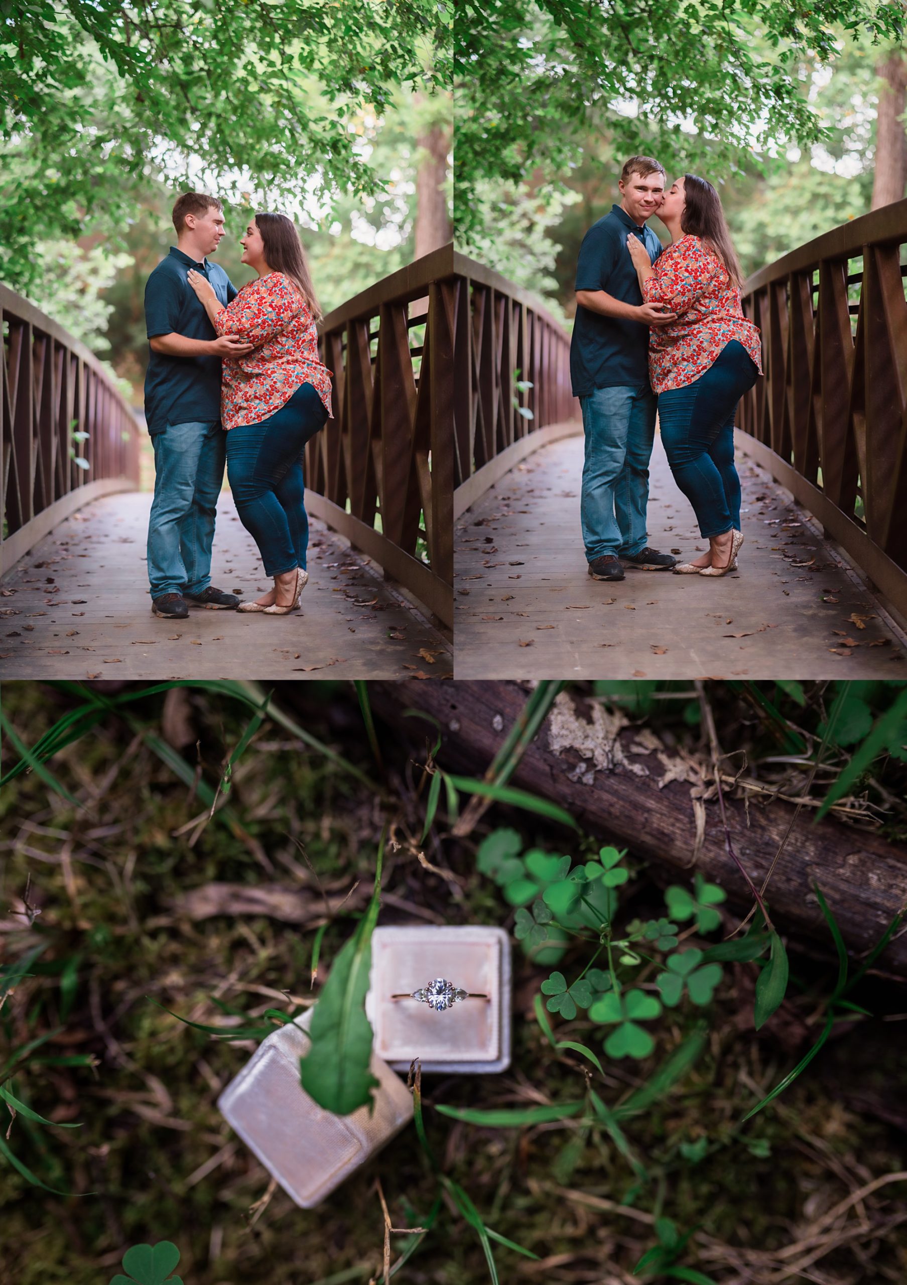 couple kissing on bridge | Fredericksburg VA Engagement Session