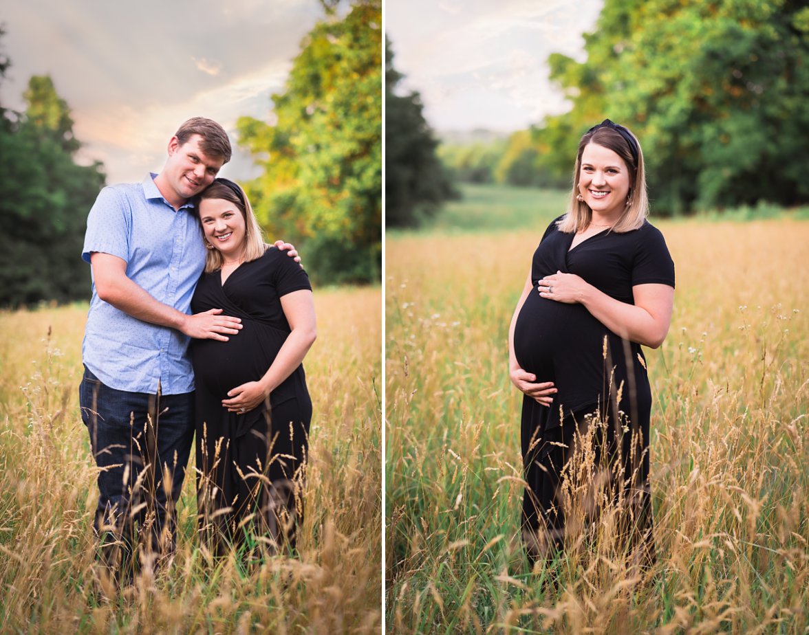 Couple expecting baby in field | Charlottesville VA Maternity Photographer