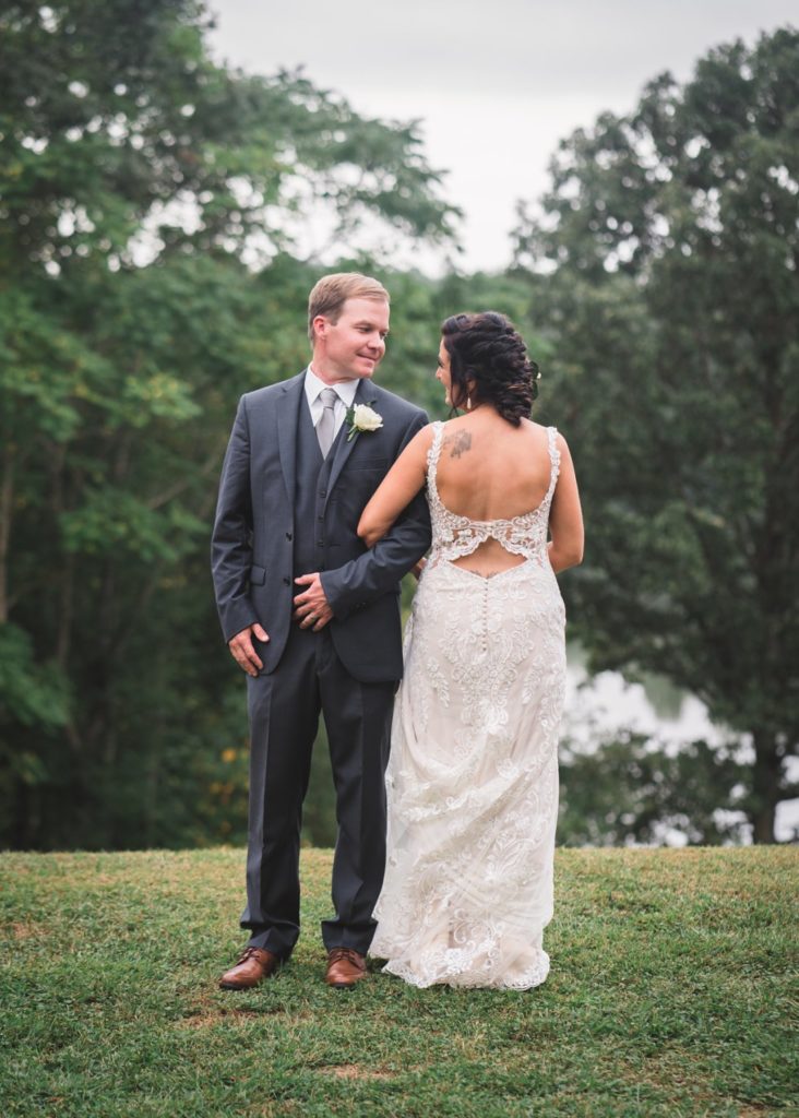 Bride & Groom standing together with arms linked | Virginia Wedding Photographer