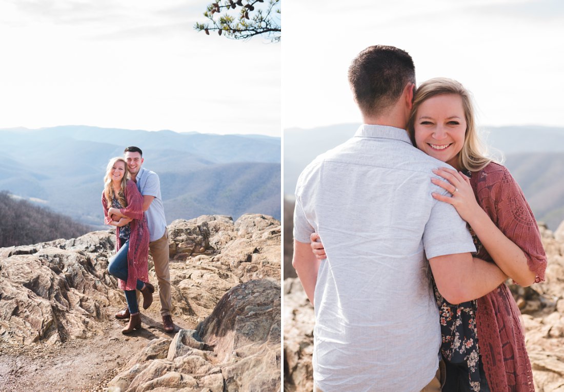 Couple standing together on rocks | Blue Ridge Parkway Engagement Session