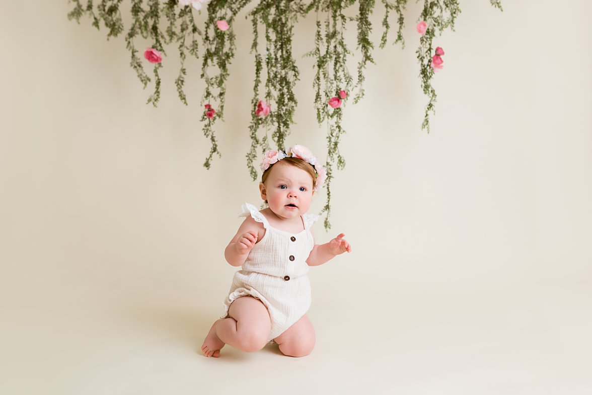 baby girl with flower crown on | Dayton Baby Photographer