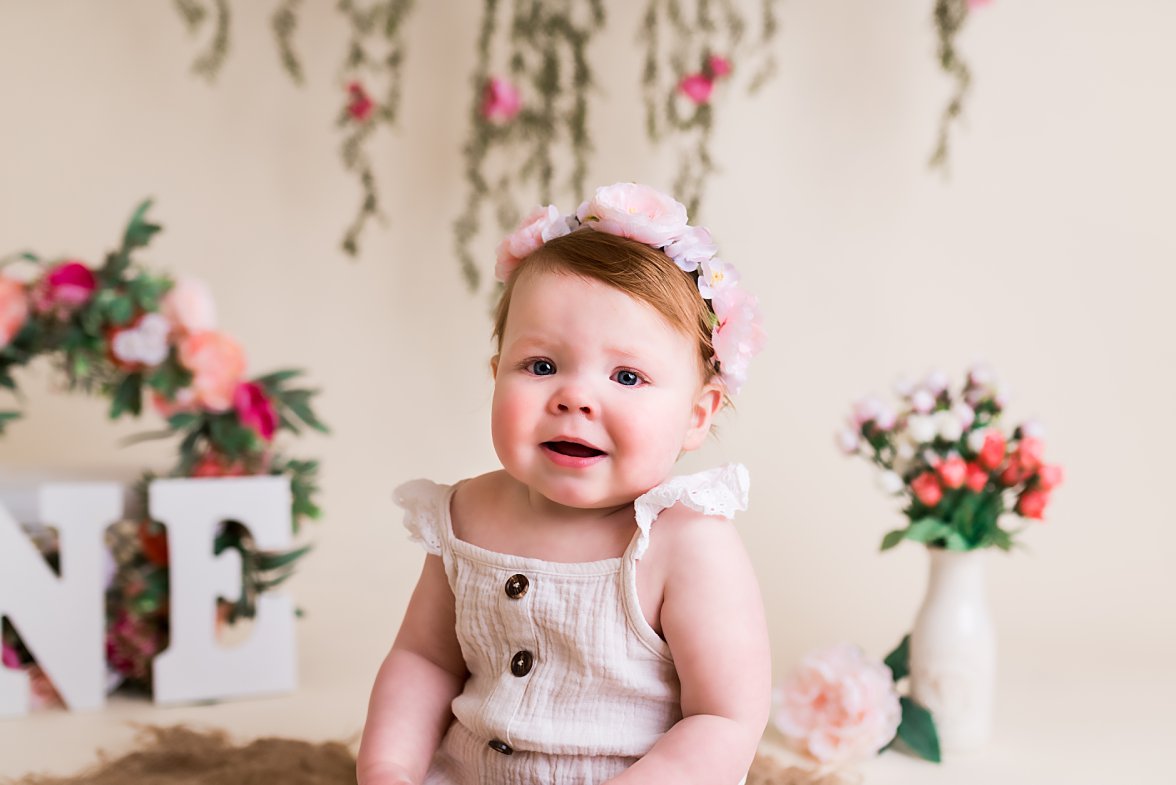 baby girl with flower crown on | Dayton Baby Photographer