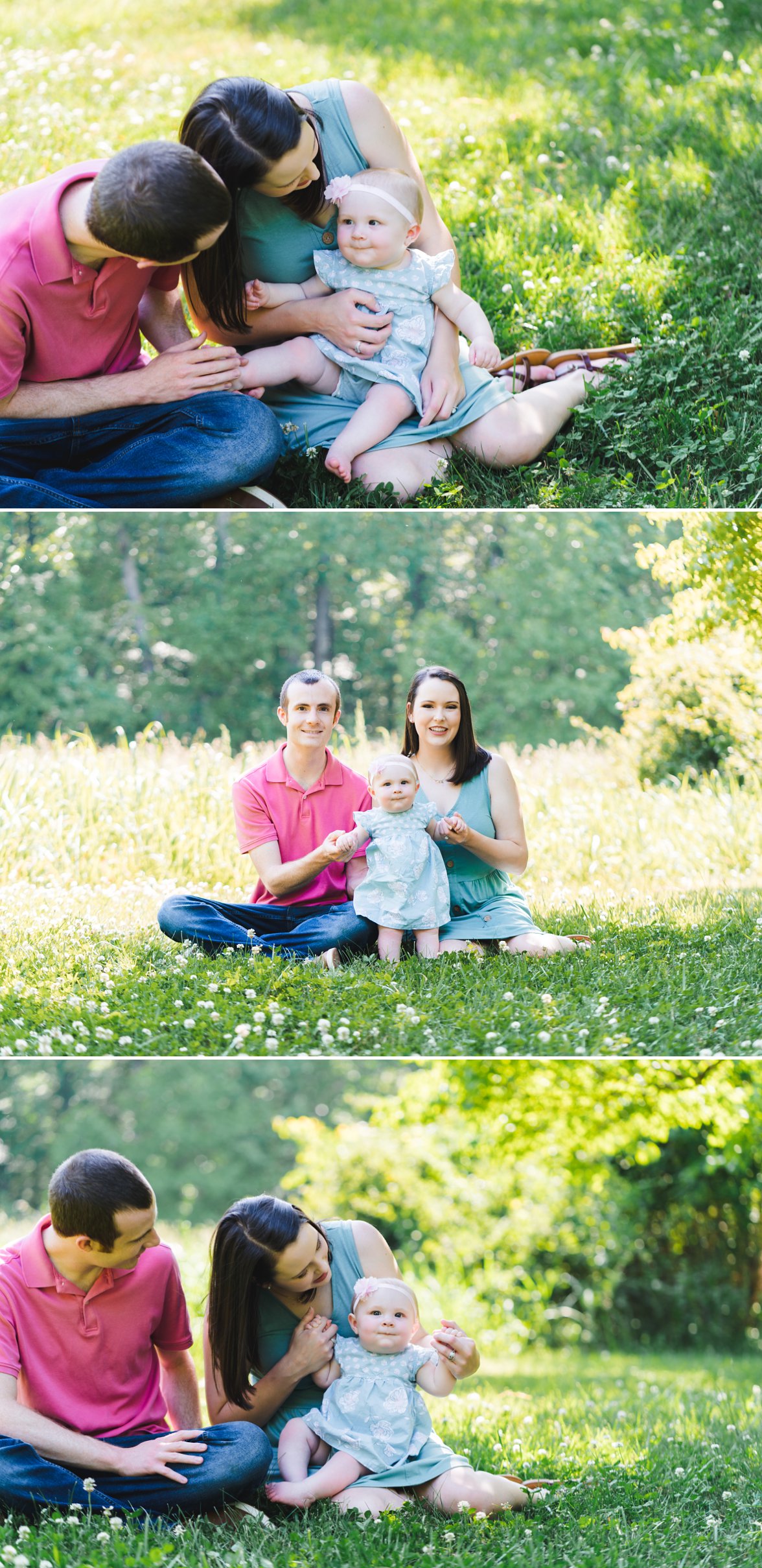 Family of three with baby girl | Family Photographer in Charlottesville