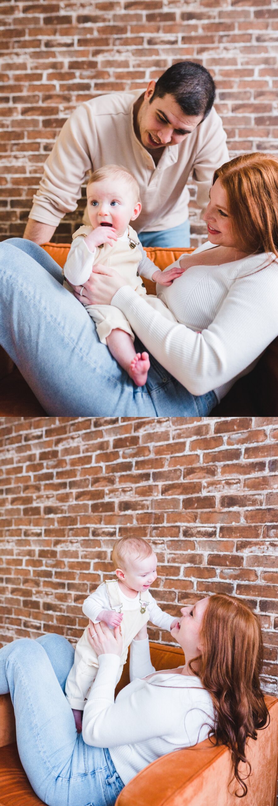family in chair in front of brick wall | Montgomery Alabama Family Lifestyle Photographer | Melissa Sheridan Photography