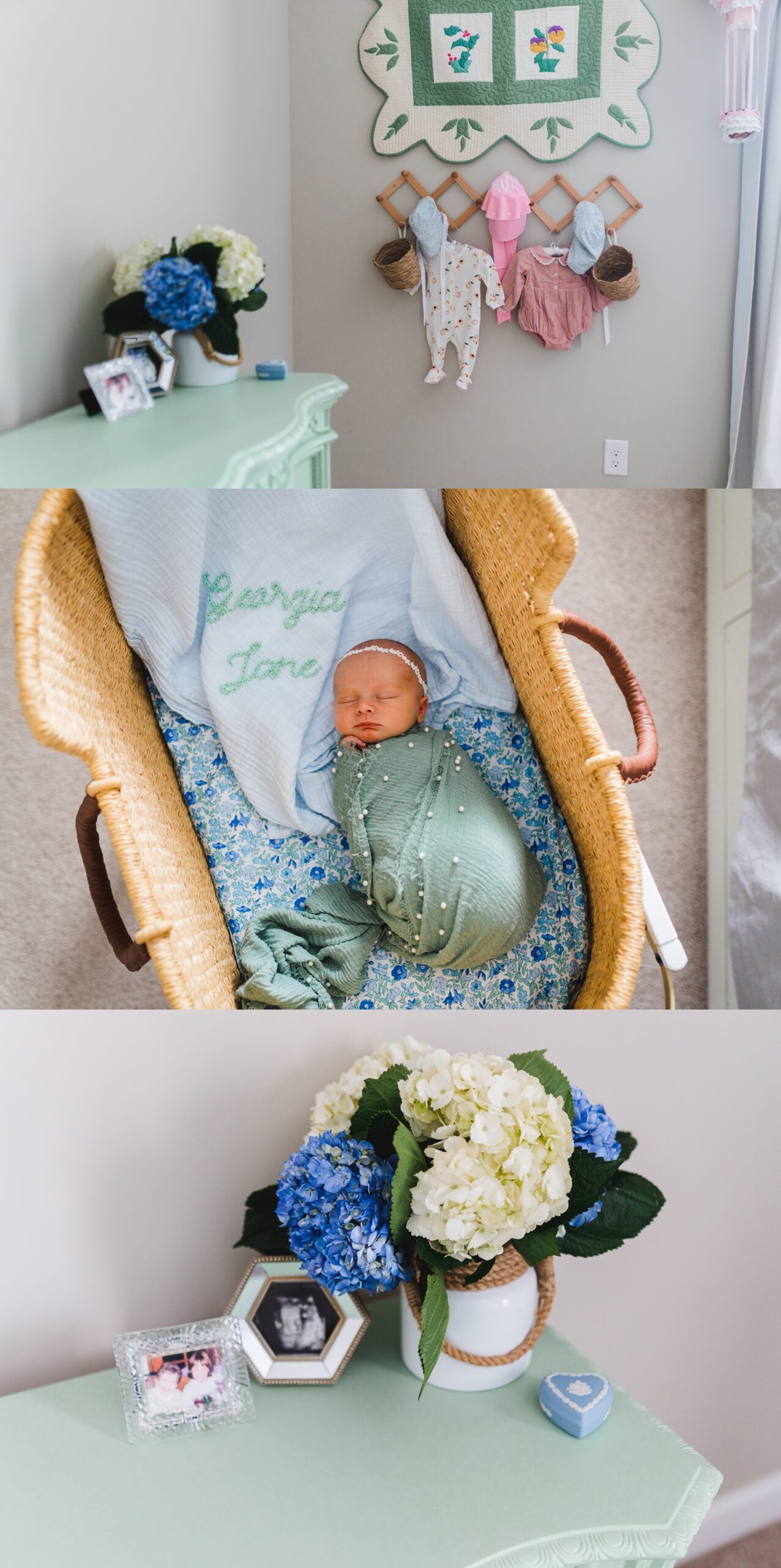 mint green newborn baby girl nursery details | Northern Virginia Newborn Photography | Melissa Sheridan Photography