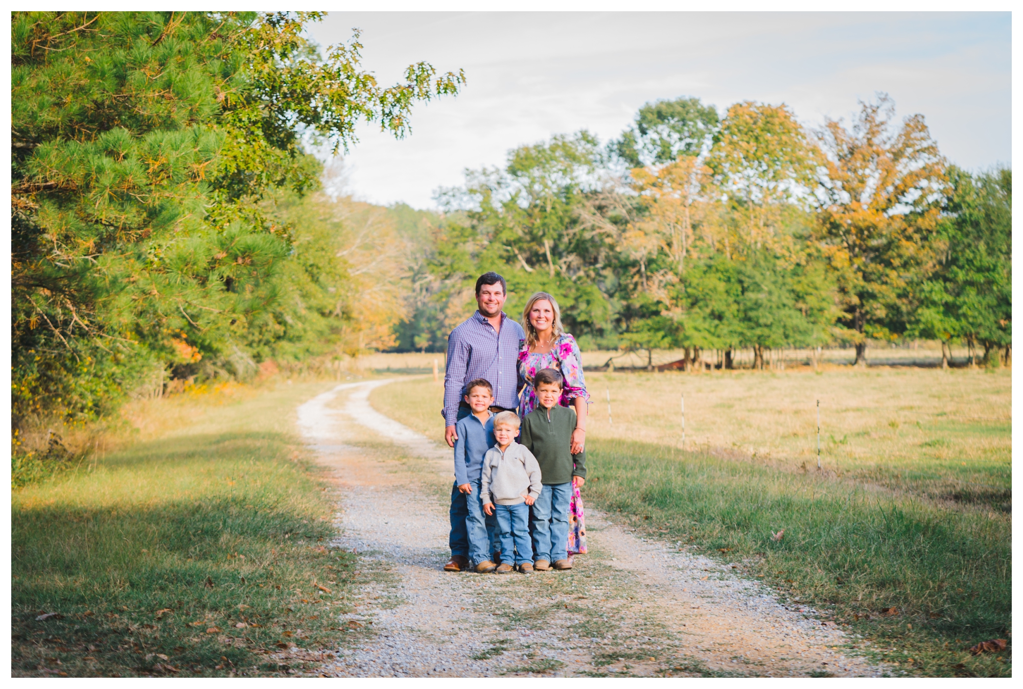 Family standing on dirt road in fall | Melissa Sheridan Photography