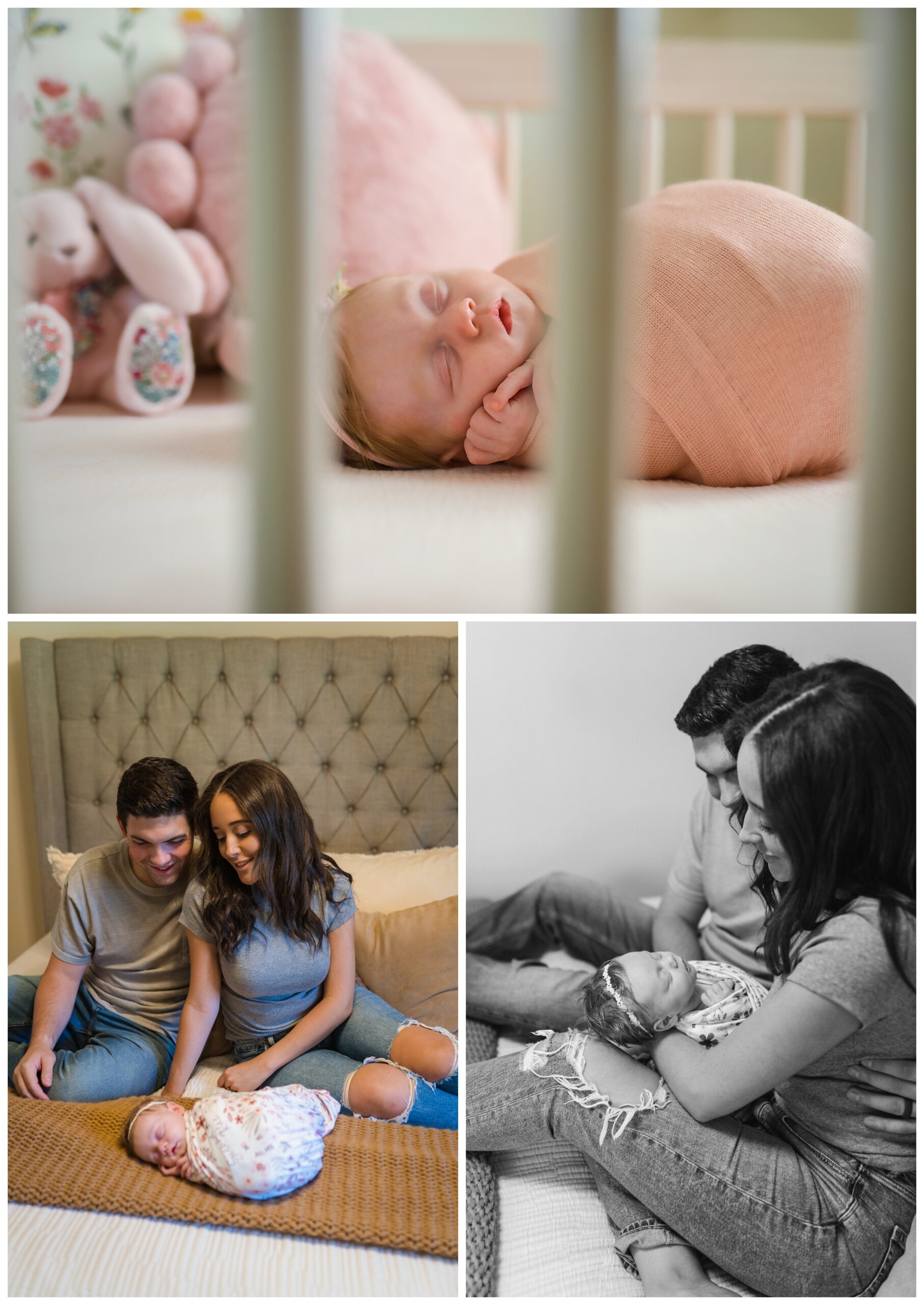 mom and dad with baby on bed | Melissa Sheridan Photography