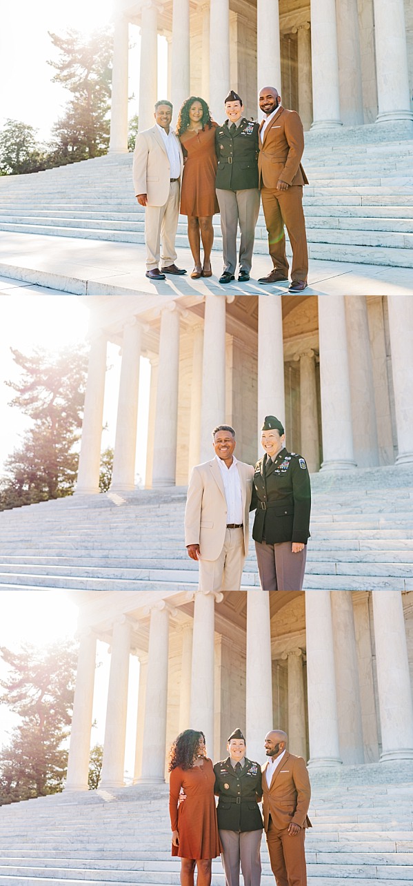 Jefferson Memorial promotion ceremony photos, family portraits at Jefferson Memorial, Washington DC military photographer