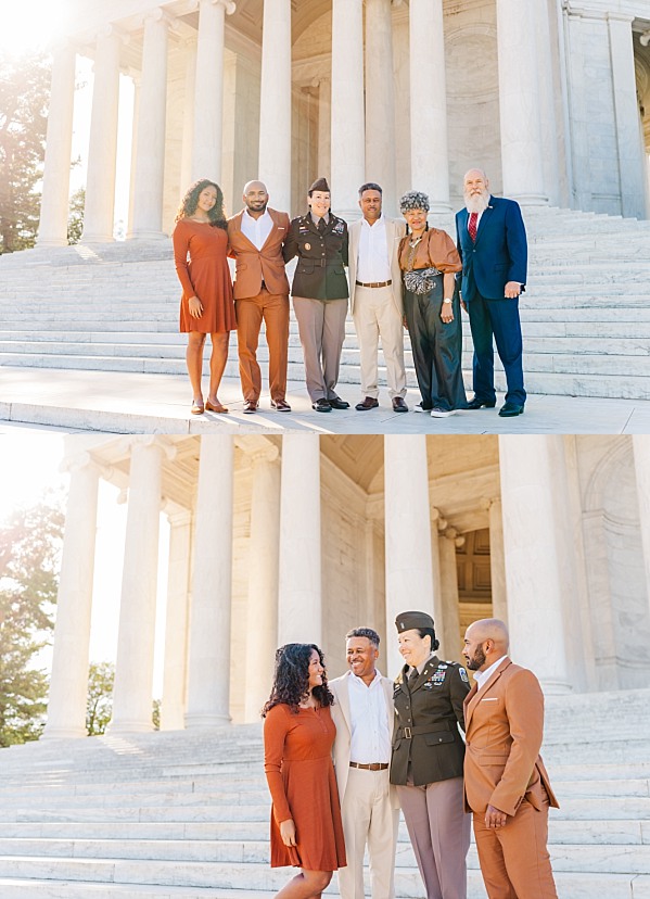 Jefferson Memorial promotion ceremony photos, family portraits at Jefferson Memorial, Washington DC military photographer