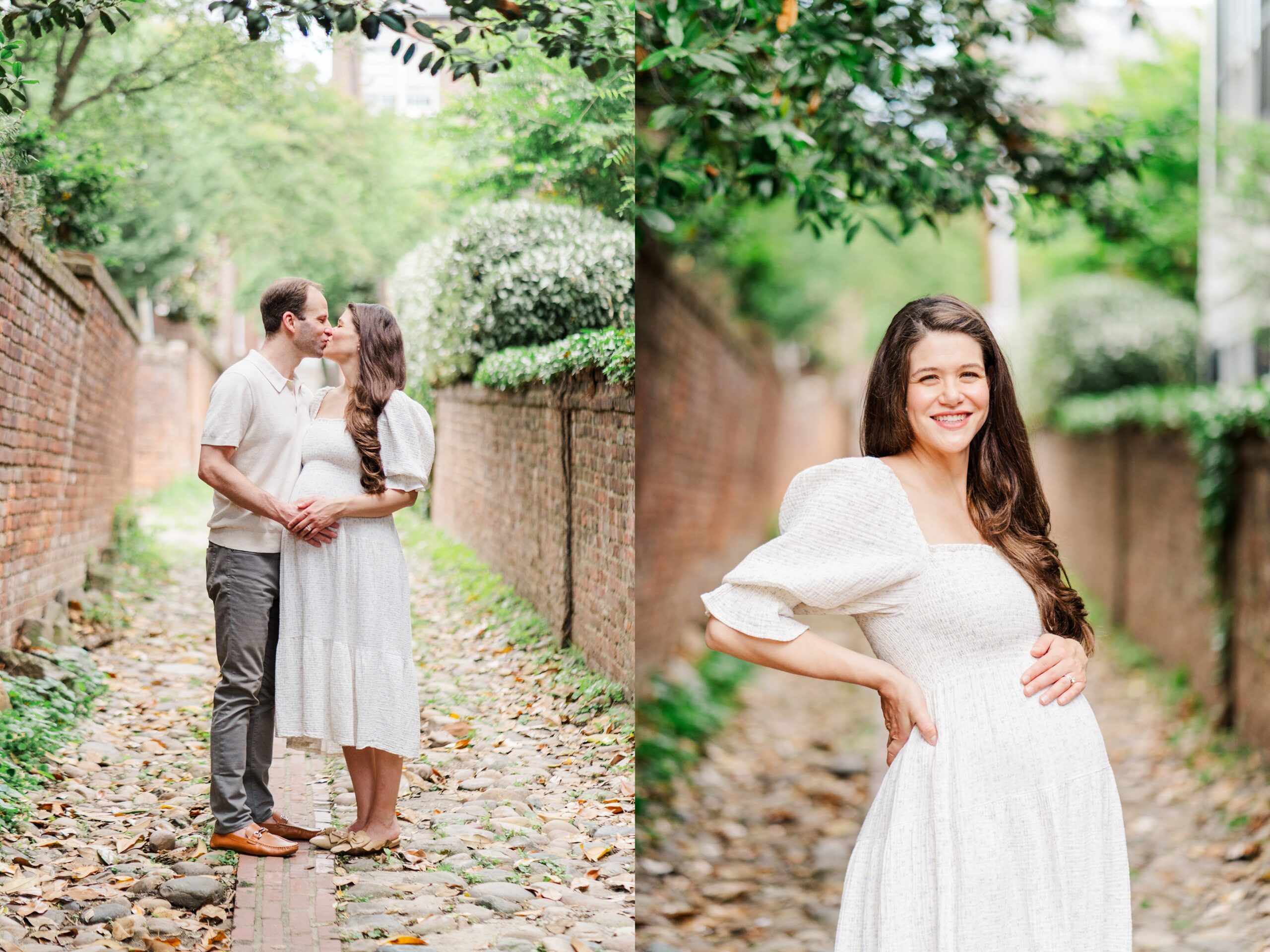 Expecting couple in brick alley of Alexandria, VA | Melissa Sheridan Photography